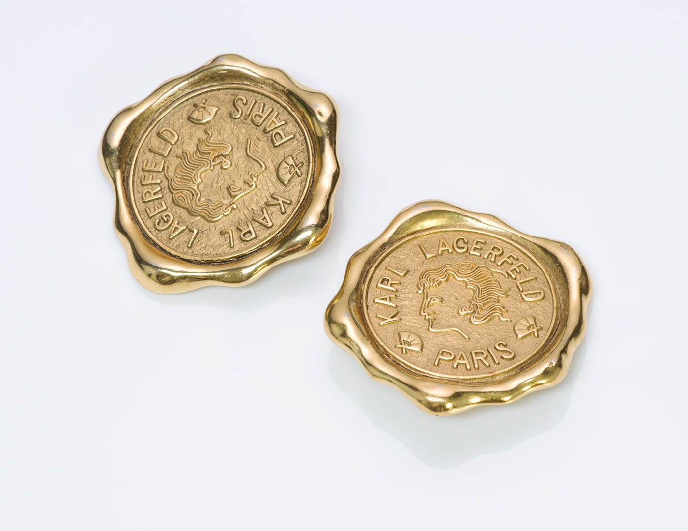 Karl Lagerfeld Gold Tone Coin Earrings