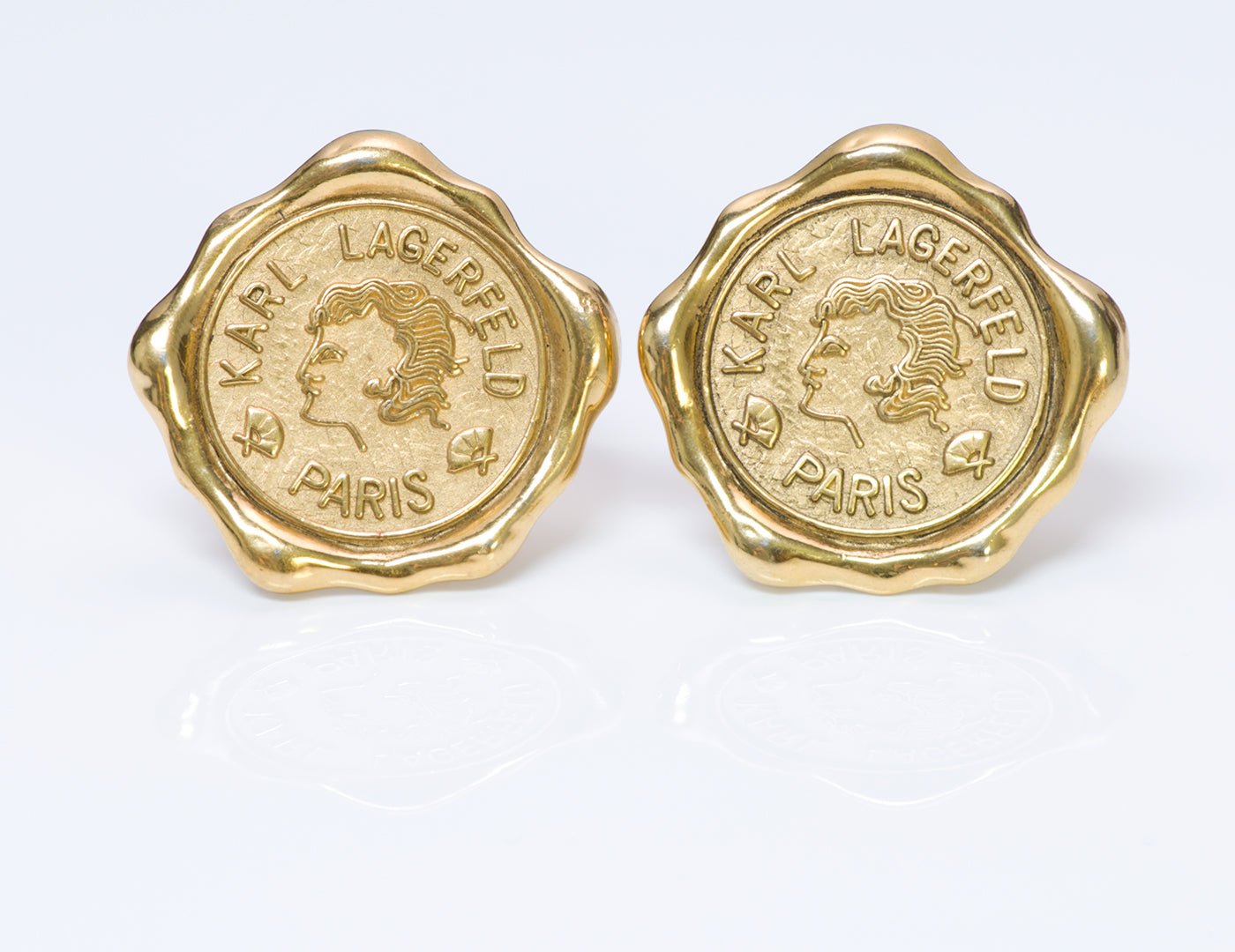 Karl Lagerfeld Gold Tone Coin Earrings