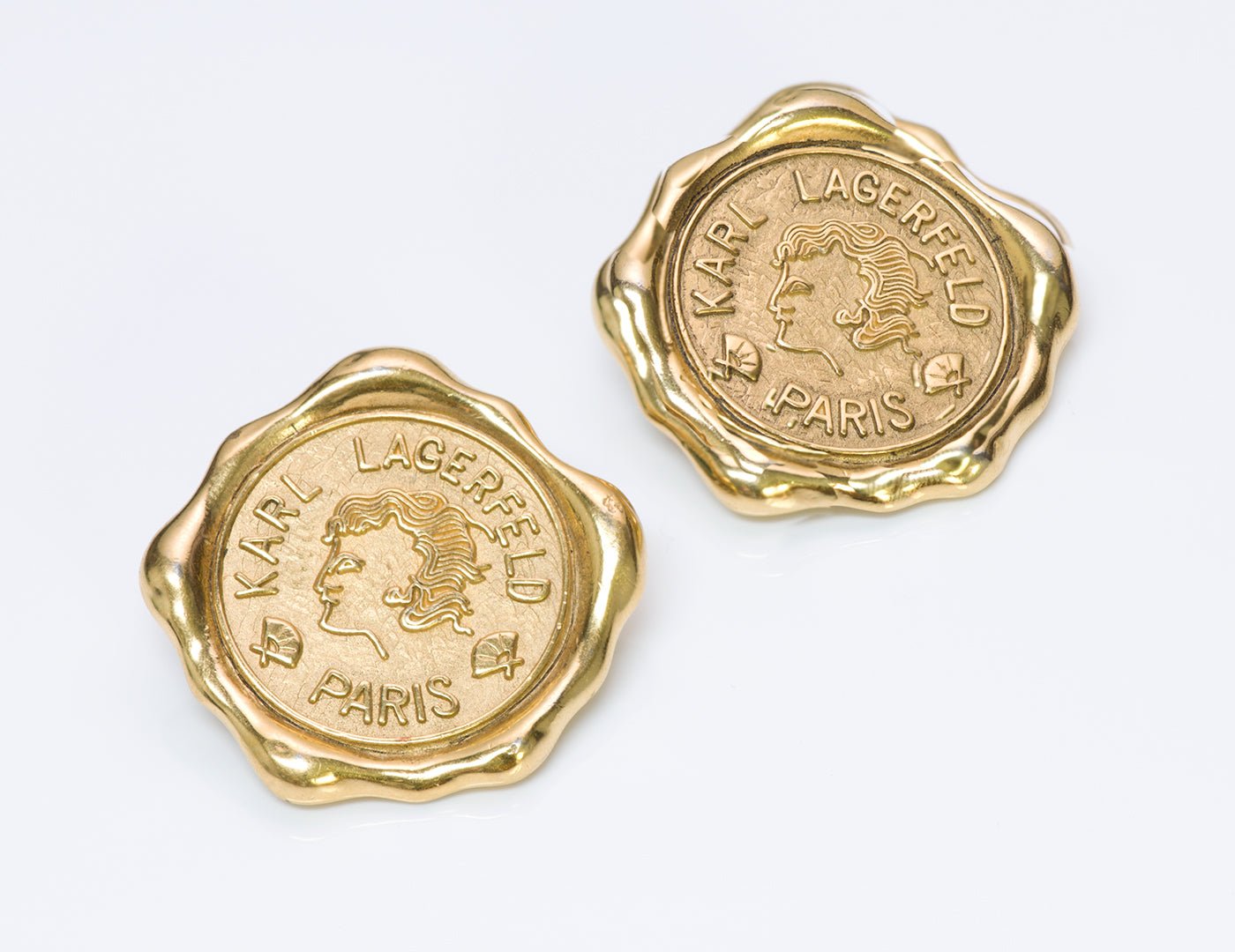 Karl Lagerfeld Gold Tone Coin Earrings