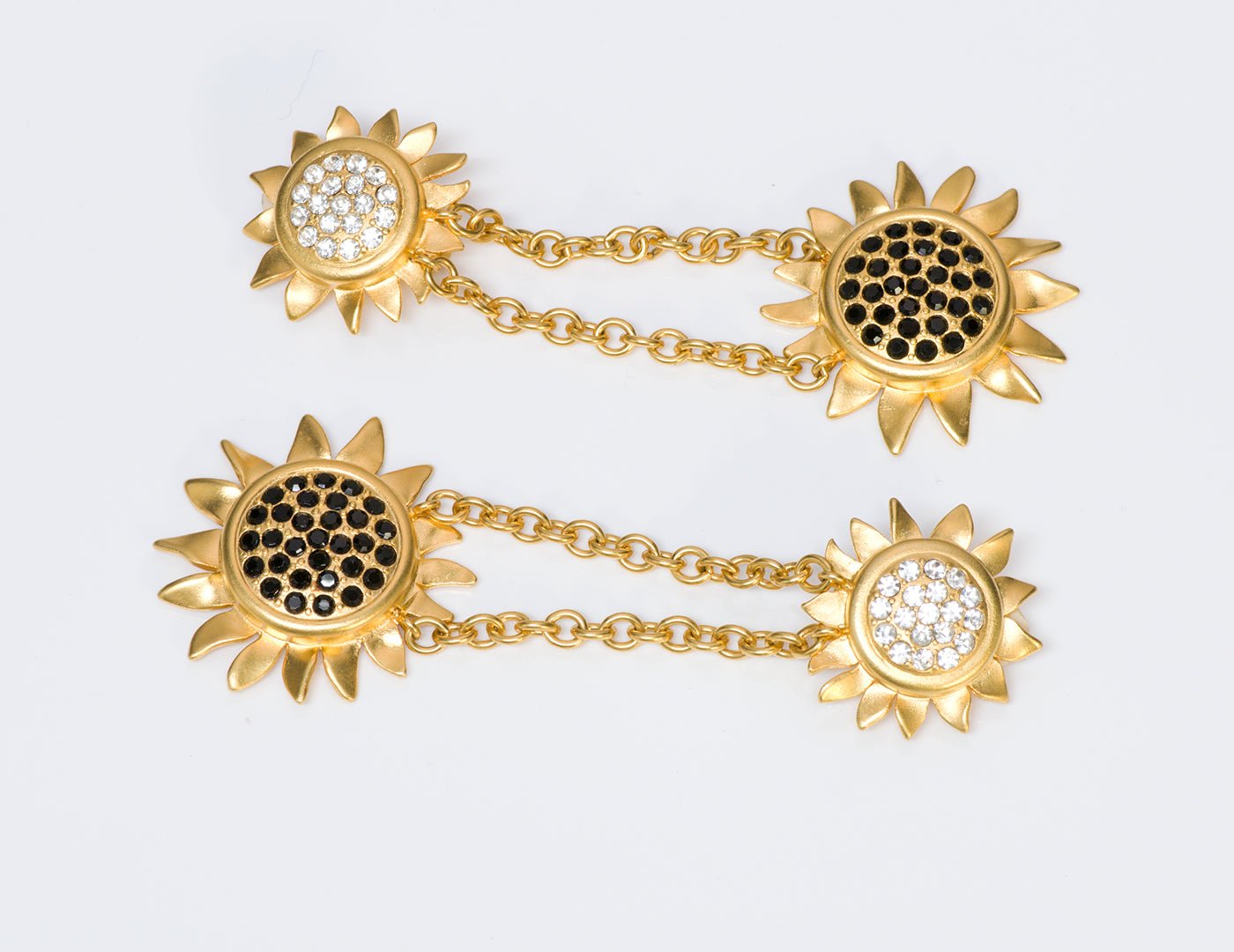 Karl Lagerfeld Gold Tone Crystal Sunflower Earrings