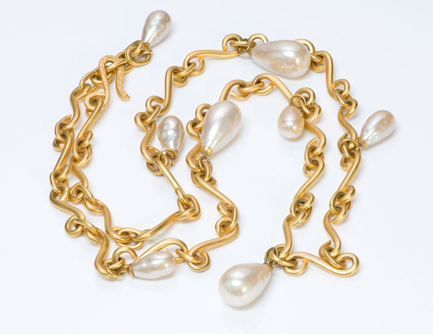 Karl Lagerfeld Gold Tone Faux Baroque Pearl Necklace