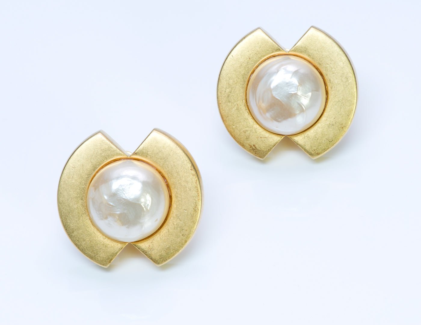 Karl Lagerfeld Gold Tone Pearl Earrings