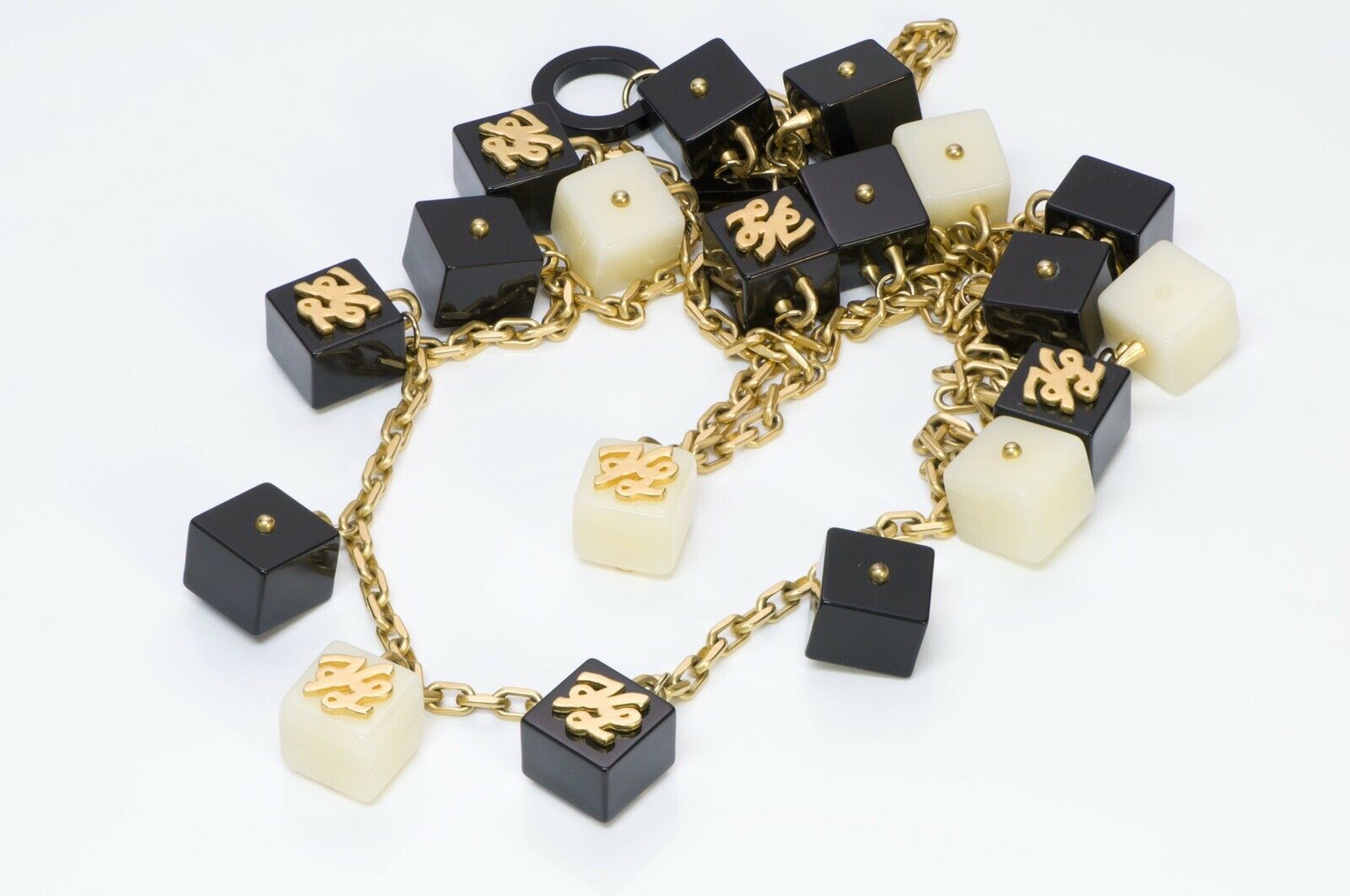 Karl Lagerfeld Paris 1990’s Resin Dice Infinity Chain Logo Necklace