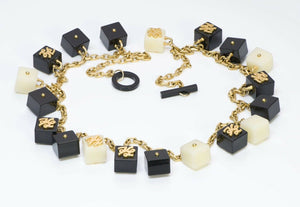 Karl Lagerfeld Paris 1990’s Resin Dice Infinity Chain Logo Necklace