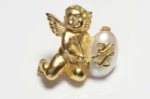 Karl Lagerfeld Paris Angel Cherub Pearl Pendant Brooch
