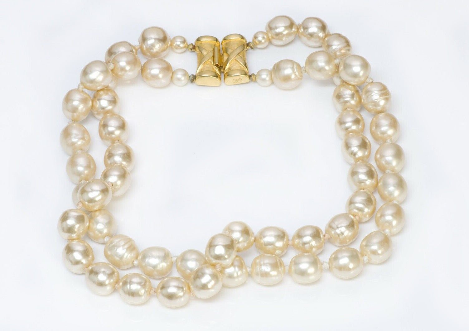 Karl Lagerfeld Paris Double Strand Baroque Style Pearl Collar Necklace