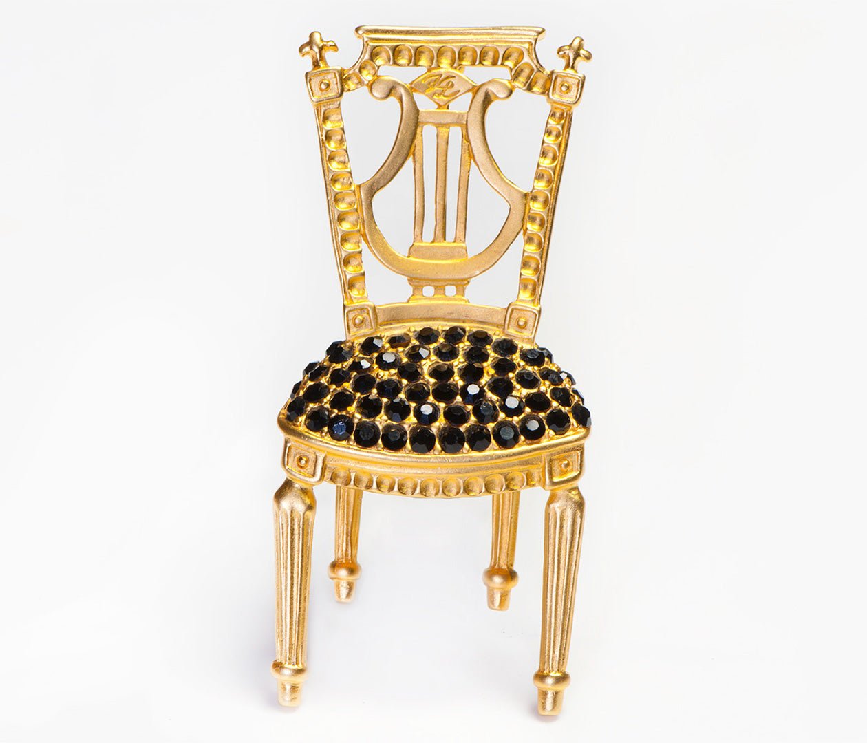 Karl Lagerfeld Paris Gold Plated Black Crystal French Style Chair Brooch