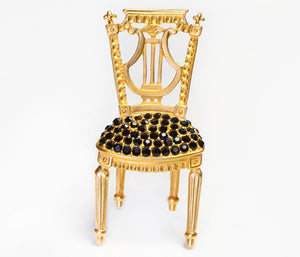 Karl Lagerfeld Paris Gold Plated Black Crystal French Style Chair Brooch