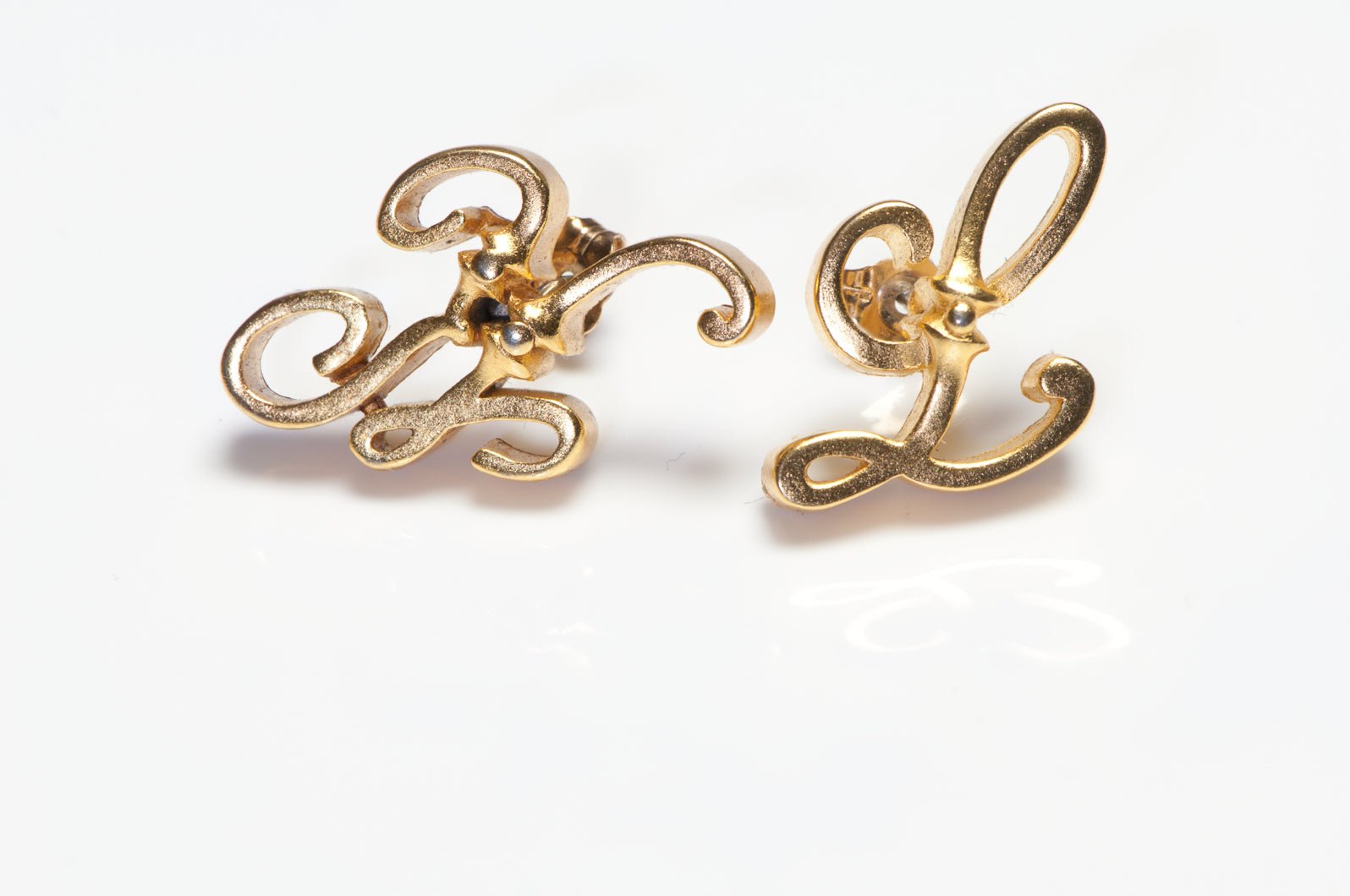 Karl Lagerfeld Paris Gold Plated Logo Stud Earrings