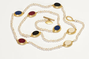 Karl Lagerfeld Paris Intaglio Pearl Strand Necklace