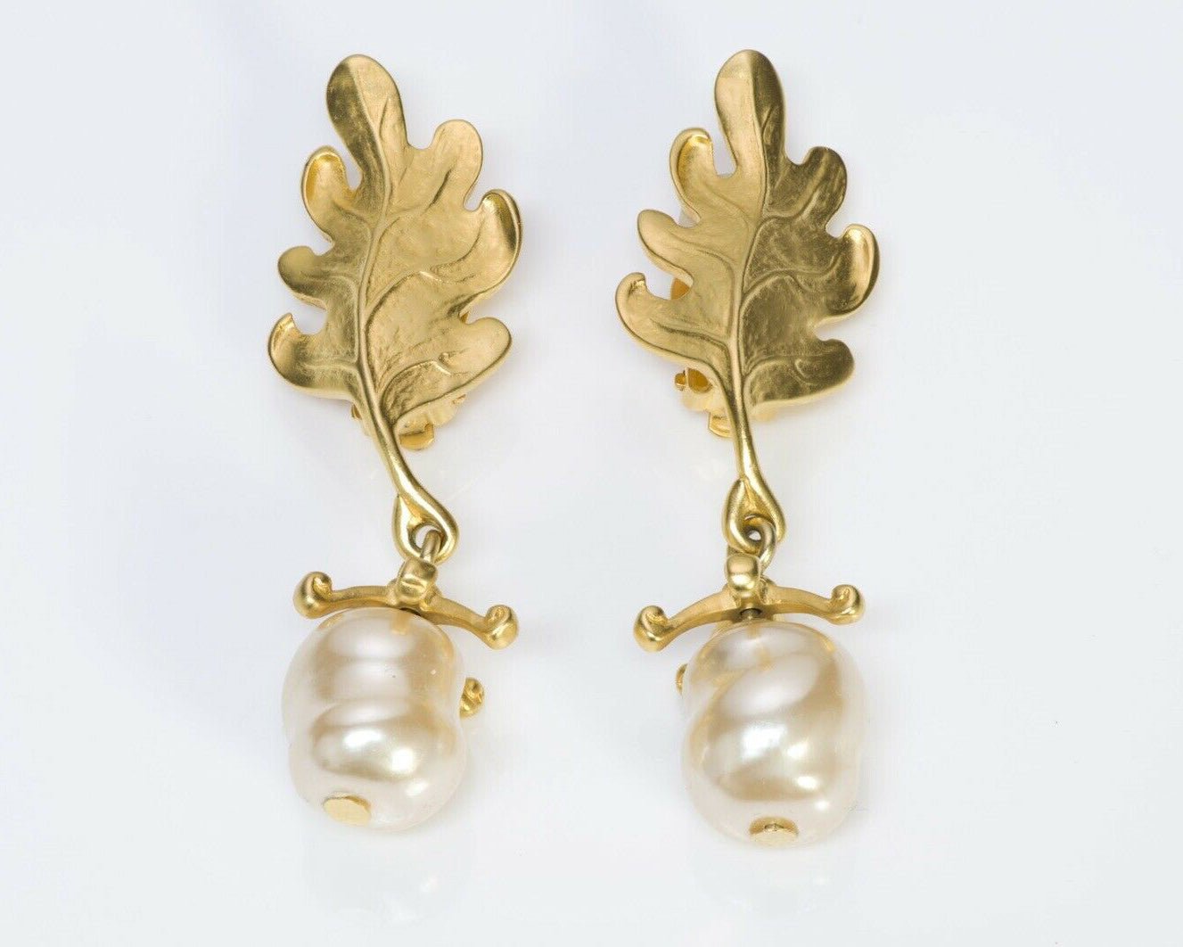 Karl Lagerfeld Paris Oak Leaf Baroque Pearl Earrings