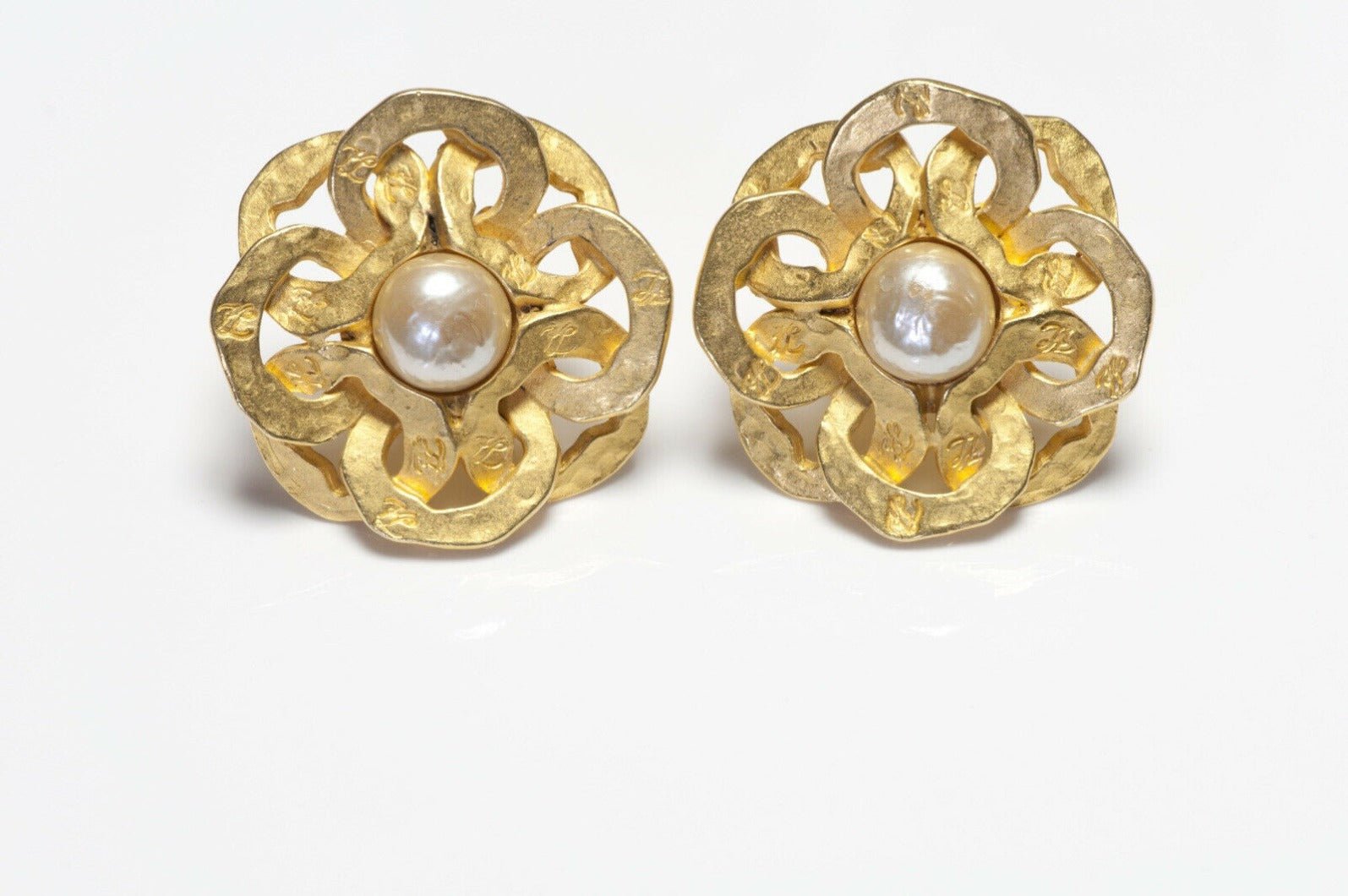 Karl Lagerfeld Paris Pearl Camellia Flower Earrings