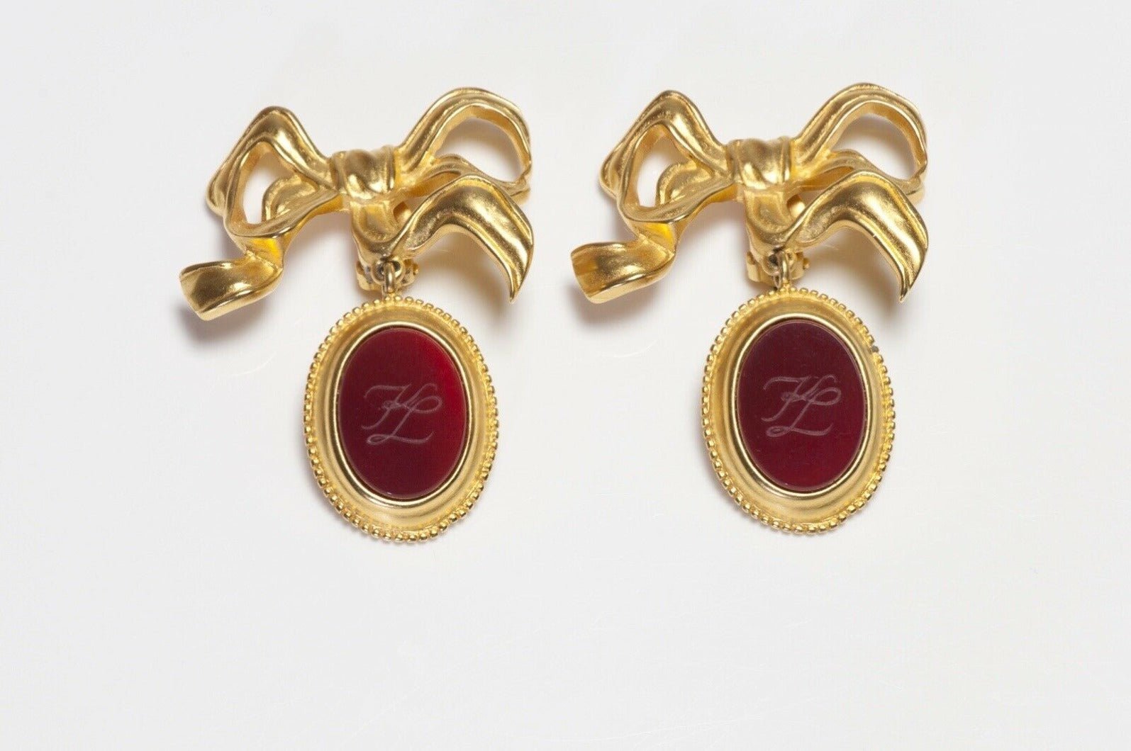 Karl Lagerfeld Paris Red Intaglio Bow Earrings