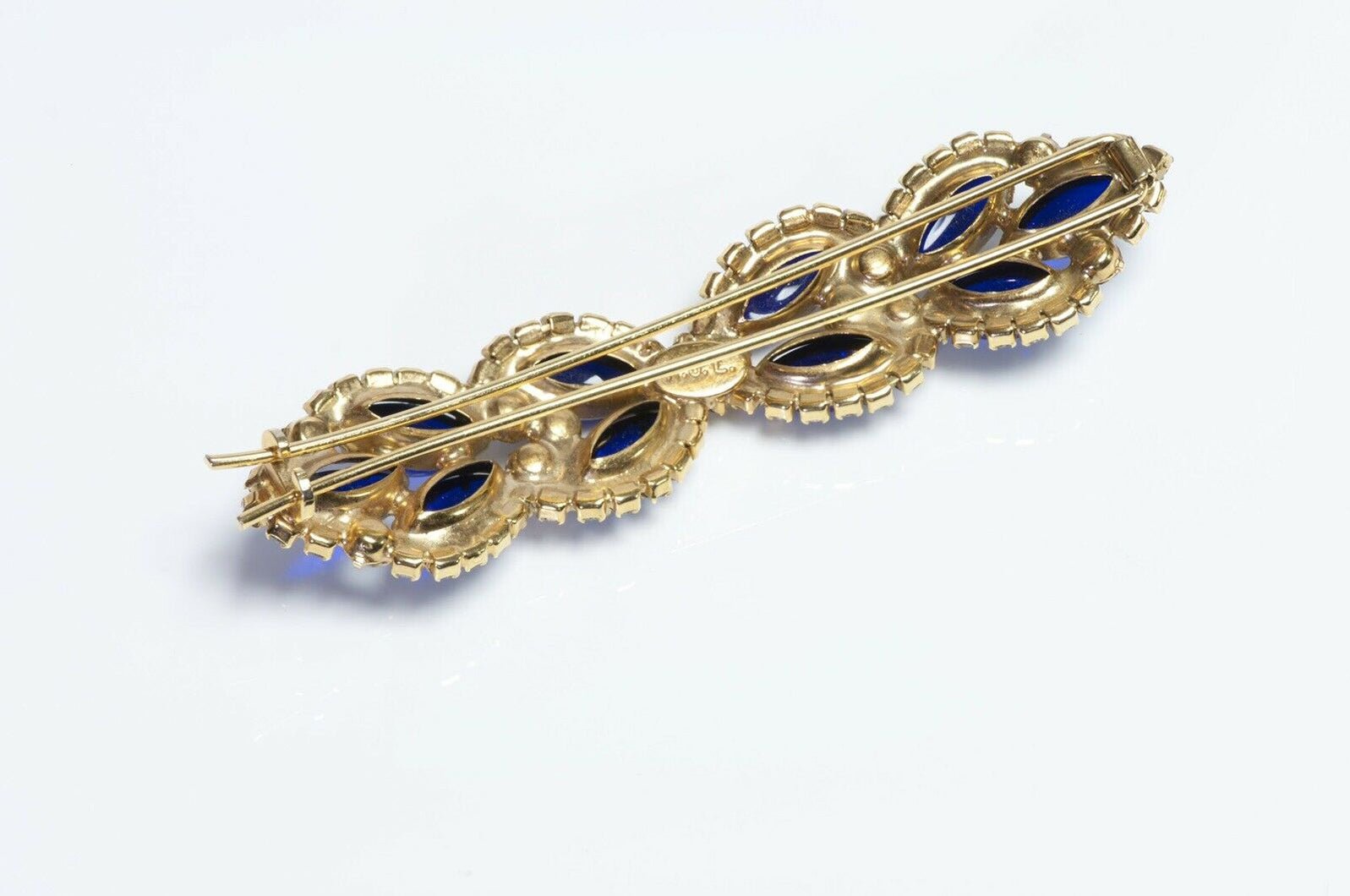 Kenneth Jay Lane 1960’s Blue Glass Crystal Hair Clip Barrette