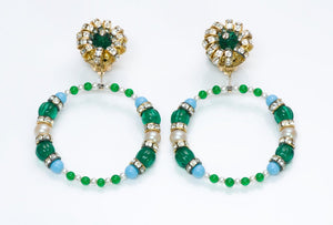 Kenneth Jay Lane Crystal Pearl Hoop Earrings