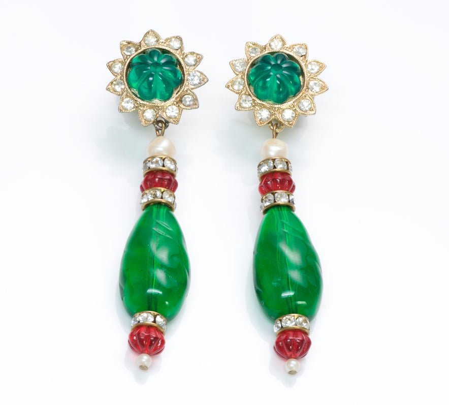 Kenneth Jay Lane Faux Emerald Crystal Earrings - DSF Antique Jewelry