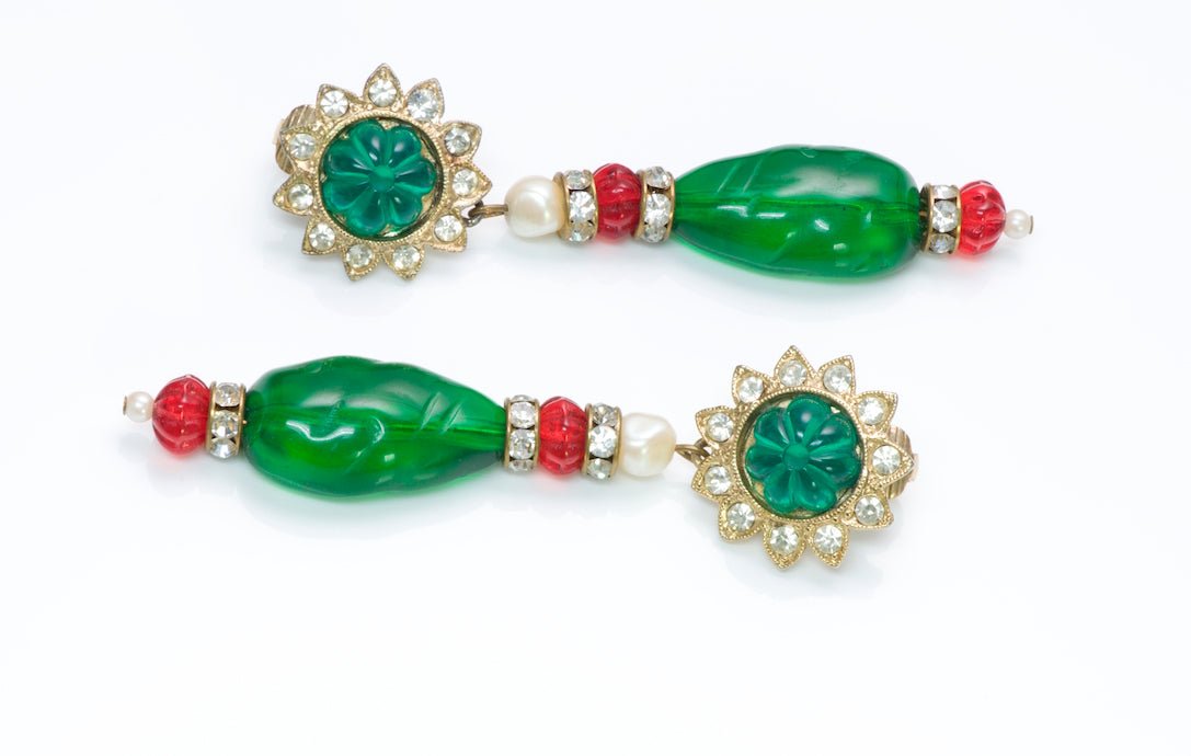 Kenneth Jay Lane Faux Emerald Crystal Earrings