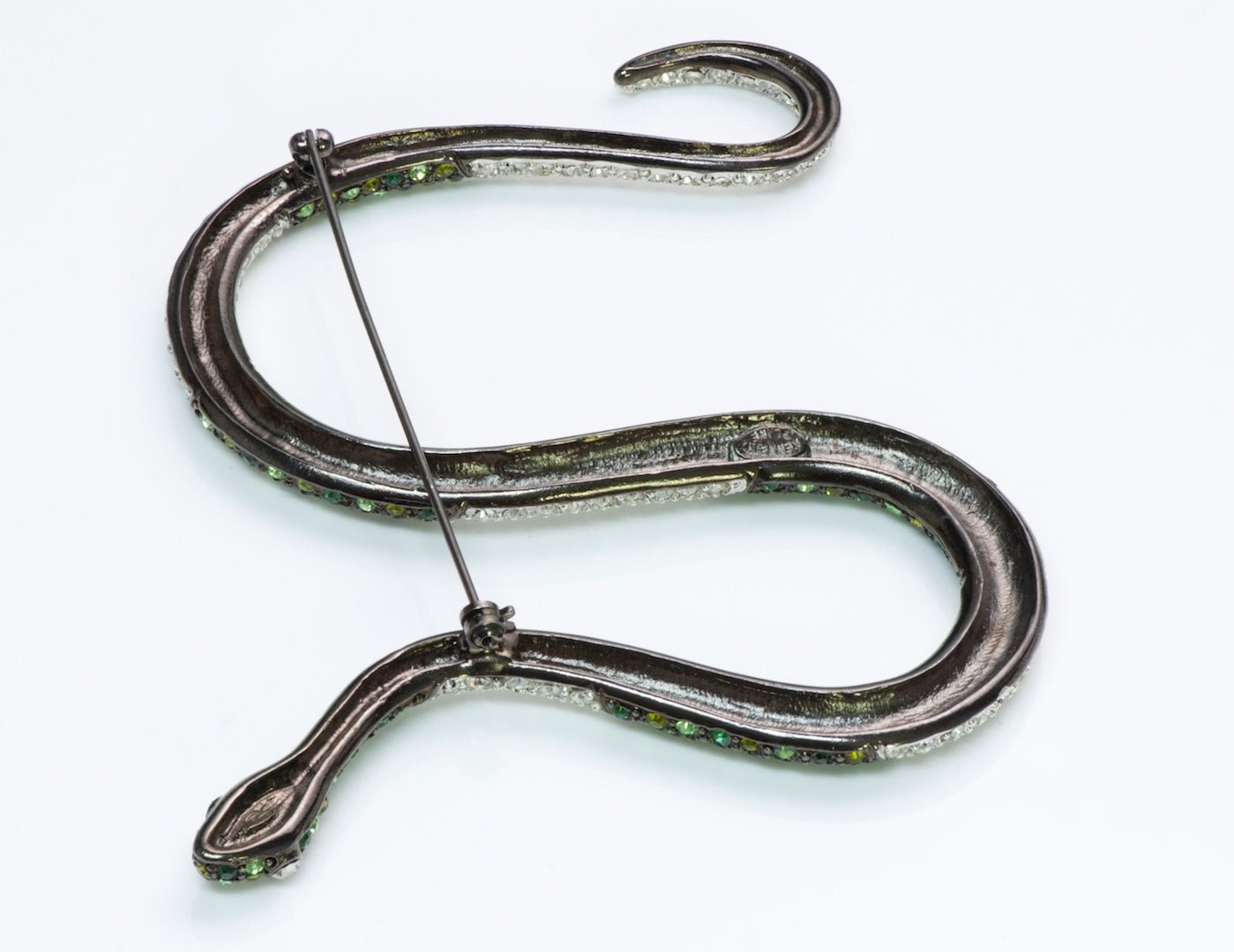 Kenneth Jay Lane Green Crystal Snake Brooch