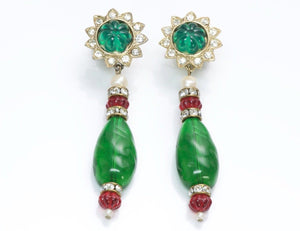 Kenneth Jay Lane KJL Faux Emerald Crystal Earrings