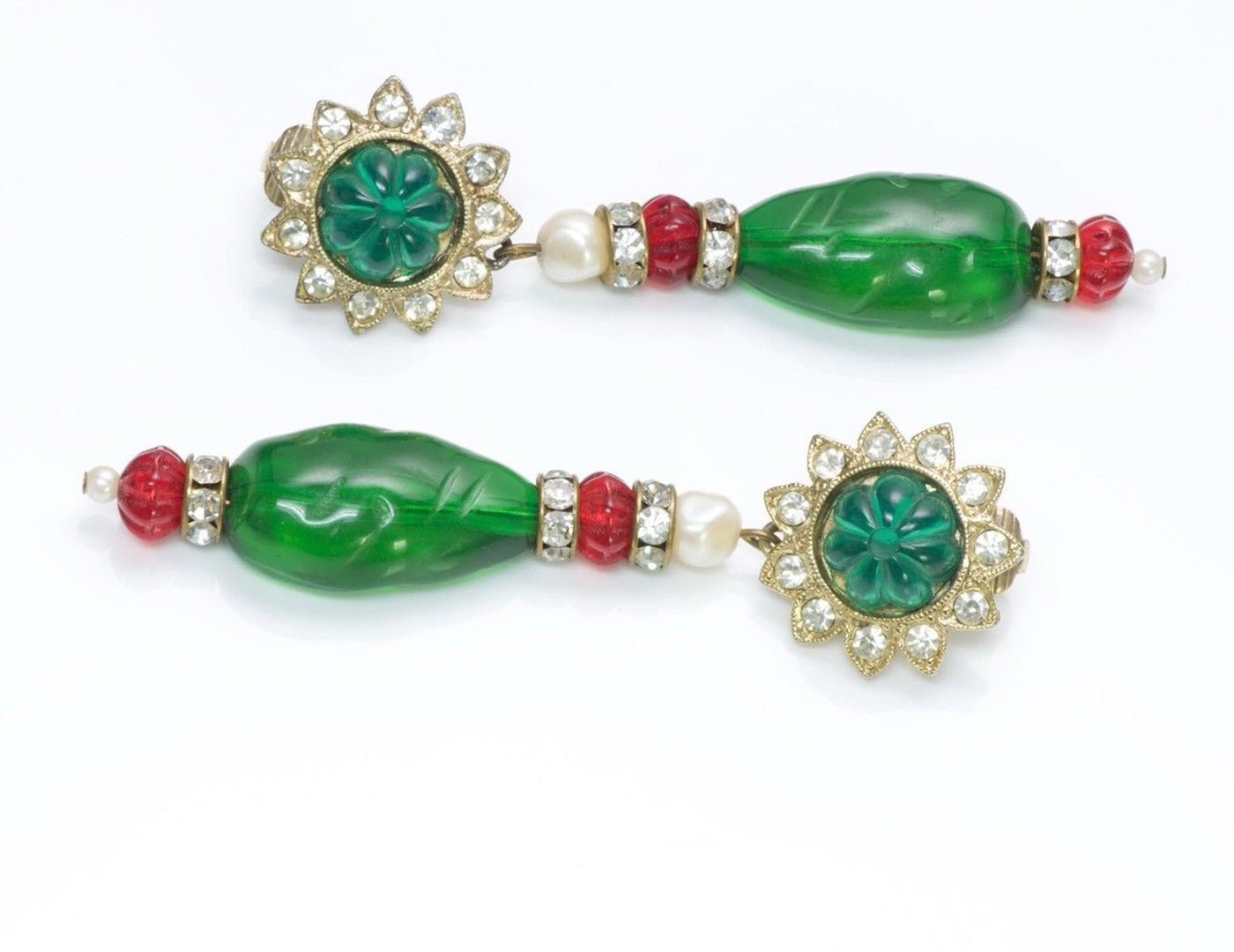 Kenneth Jay Lane KJL Faux Emerald Crystal Earrings