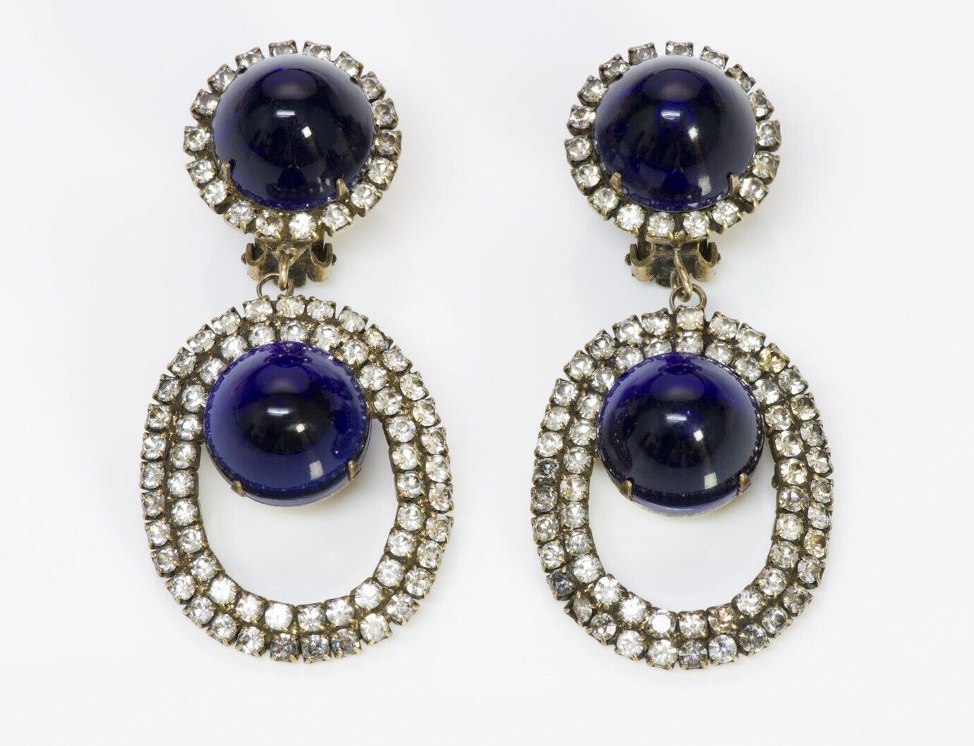 Kenneth Jay Lane KJL Vintage 1960’s Blue Crystal Earrings