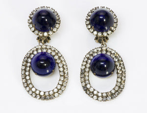 Kenneth Jay Lane KJL Vintage 1960’s Blue Crystal Earrings