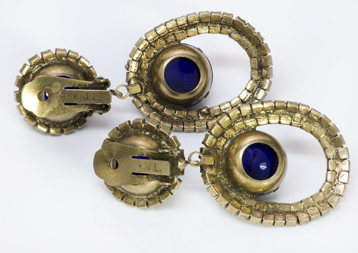 Kenneth Jay Lane KJL Vintage 1960’s Blue Crystal Earrings