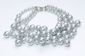 Kenneth Jay Lane Silver Tone Bead Necklace