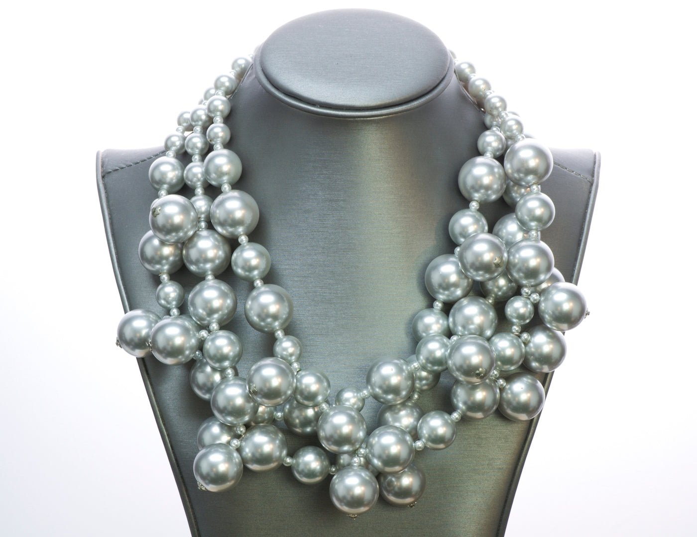 Kenneth Jay Lane Silver Tone Bead Necklace