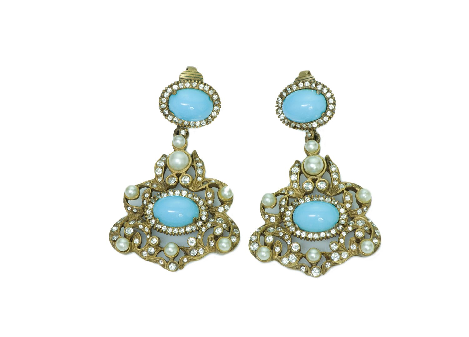 Kenneth Jay Lane Turquoise Pearl Earrings