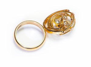 Kinetic Spinner Gold Diamond Sapphire Ruby Ring