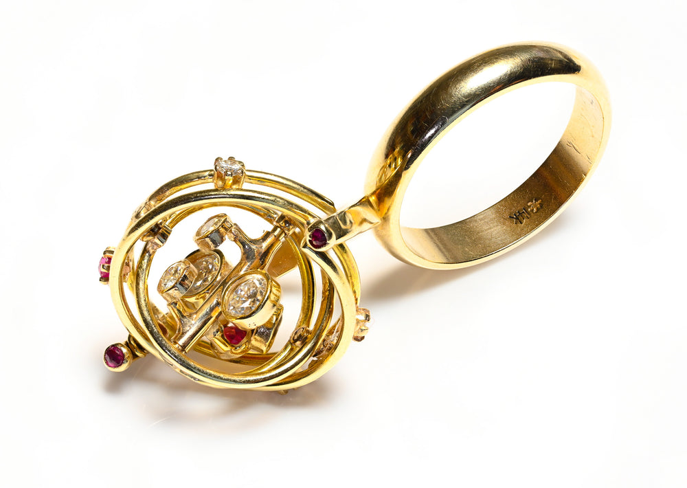 Rubymotion Spinner Rings Kinetic Spinner Gold Diamond Sapphire Ruby Ring