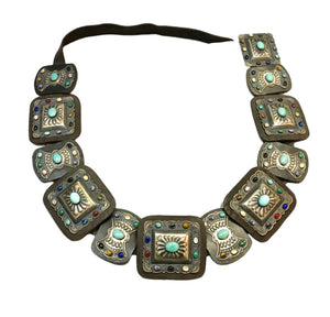 Kirk Smith Navajo Sterling Silver Semi-Precious Stone Concho Belt