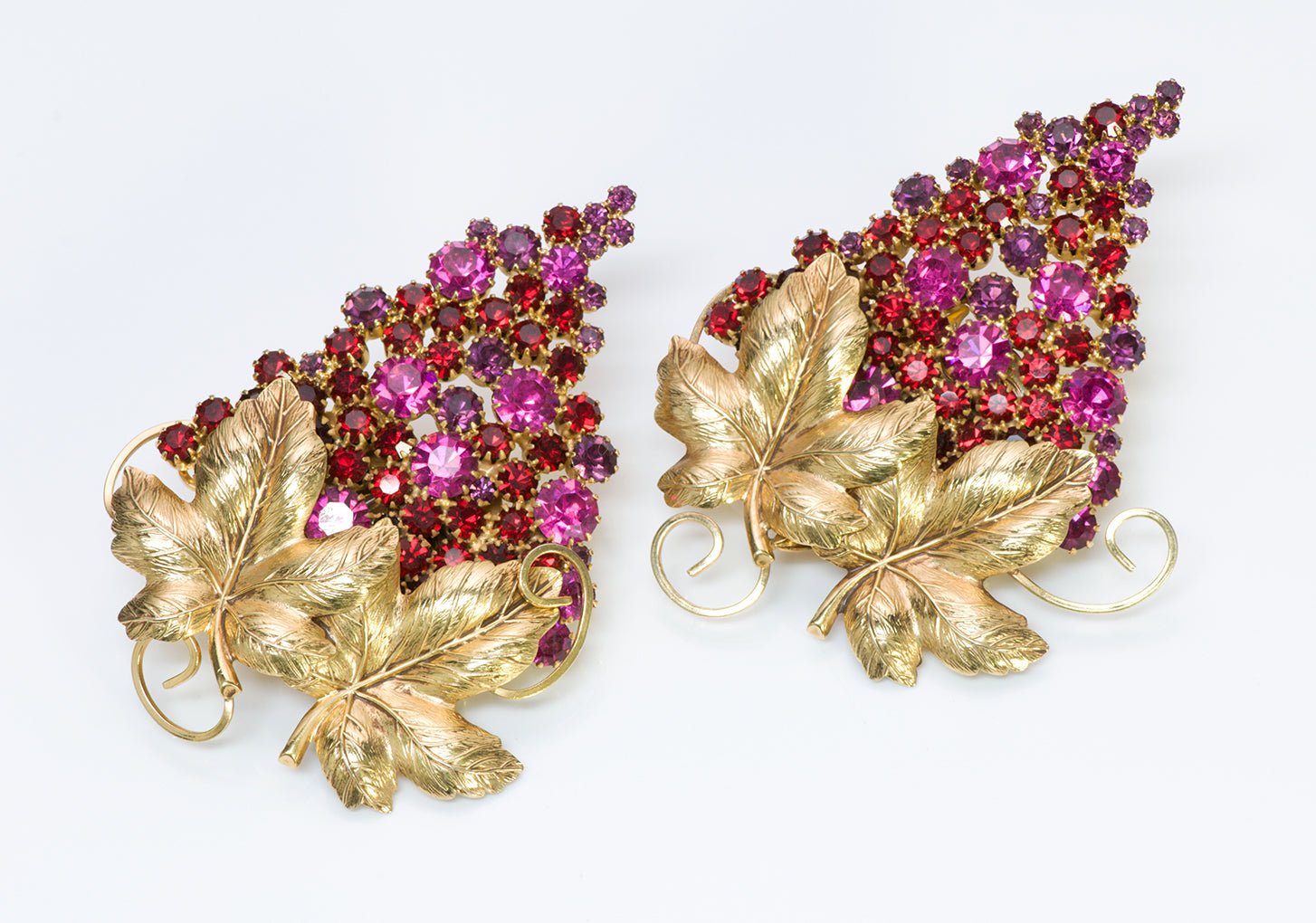 Kirks Folly Pink Crystal Grape Earrings