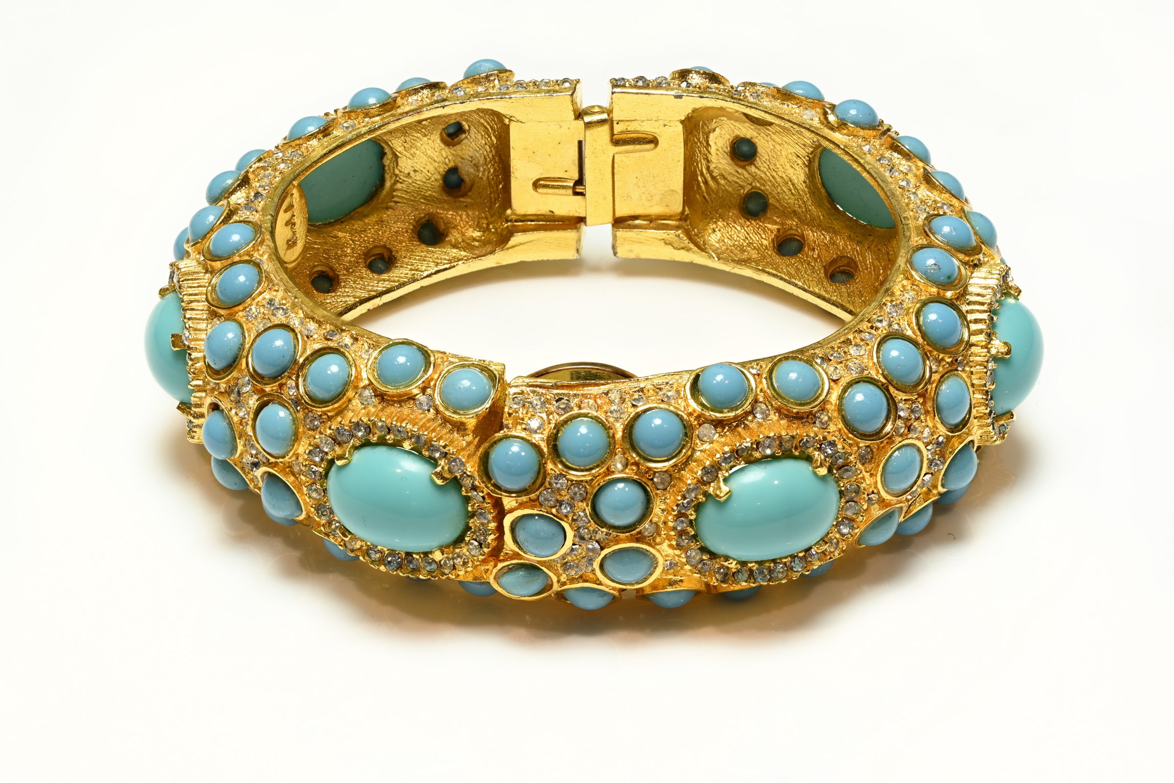 Vintage 1960's Kenneth Jay Lane Turquoise Crystal Watch Bracelet