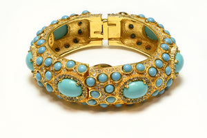 Vintage 1960's Kenneth Jay Lane Turquoise Crystal Watch Bracelet