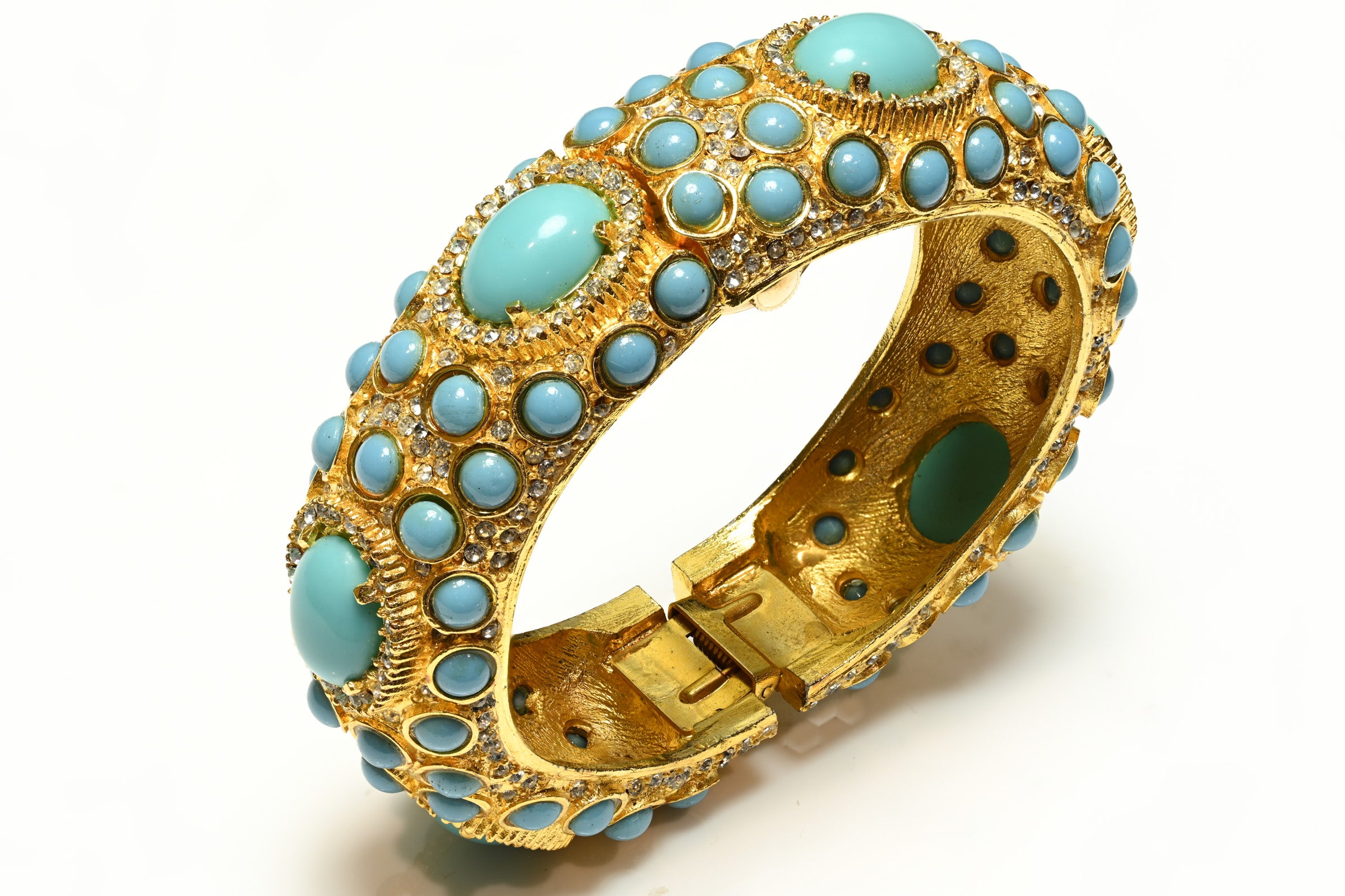 Vintage 1960's Kenneth Jay Lane Turquoise Crystal Watch Bracelet