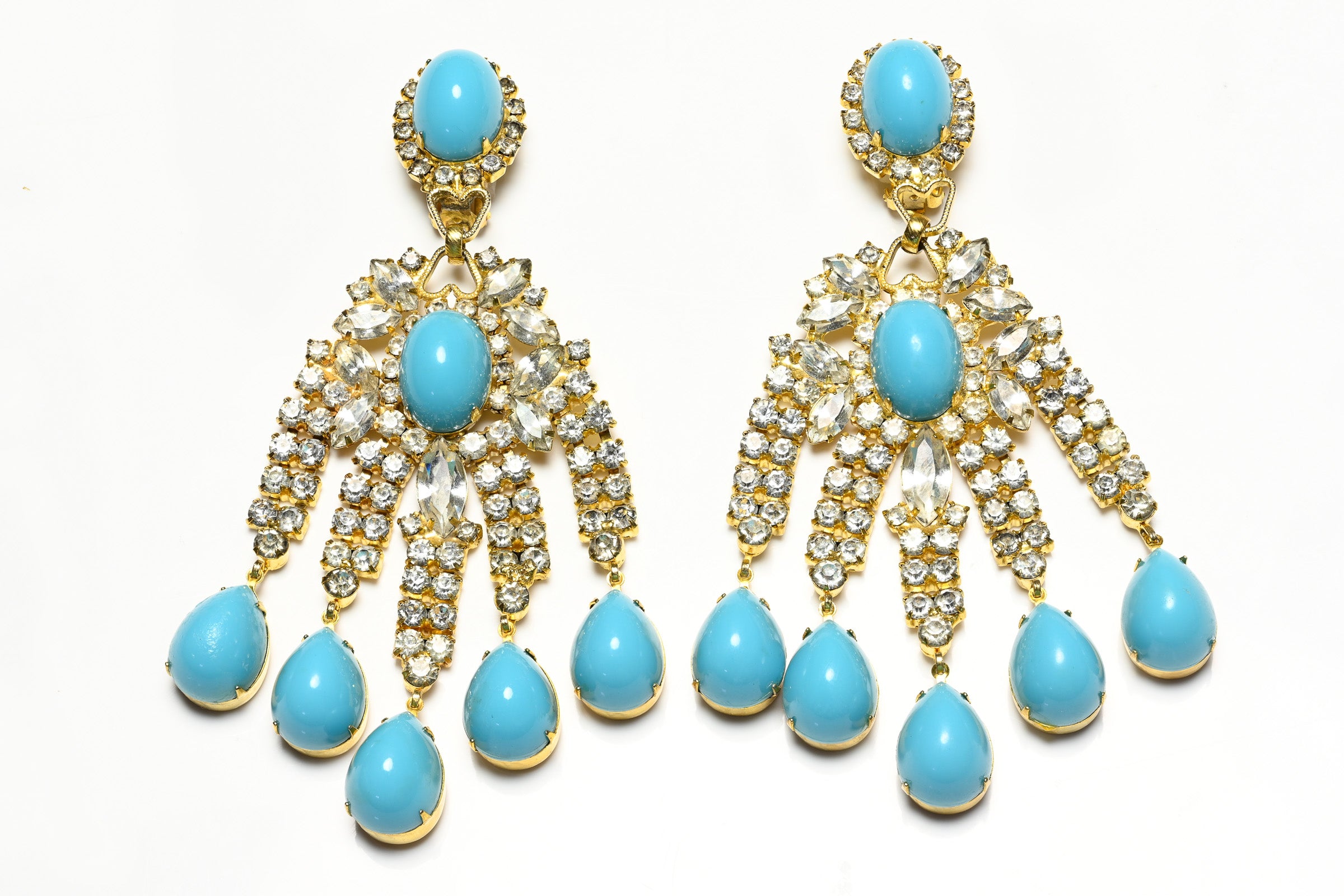 Kenneth Lane Vintage Faux Coral and Turquoise Statement Earrings outlet