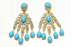 Vintage 1960's Kenneth Jay Lane Mughal Style Faux Turquoise Earrings