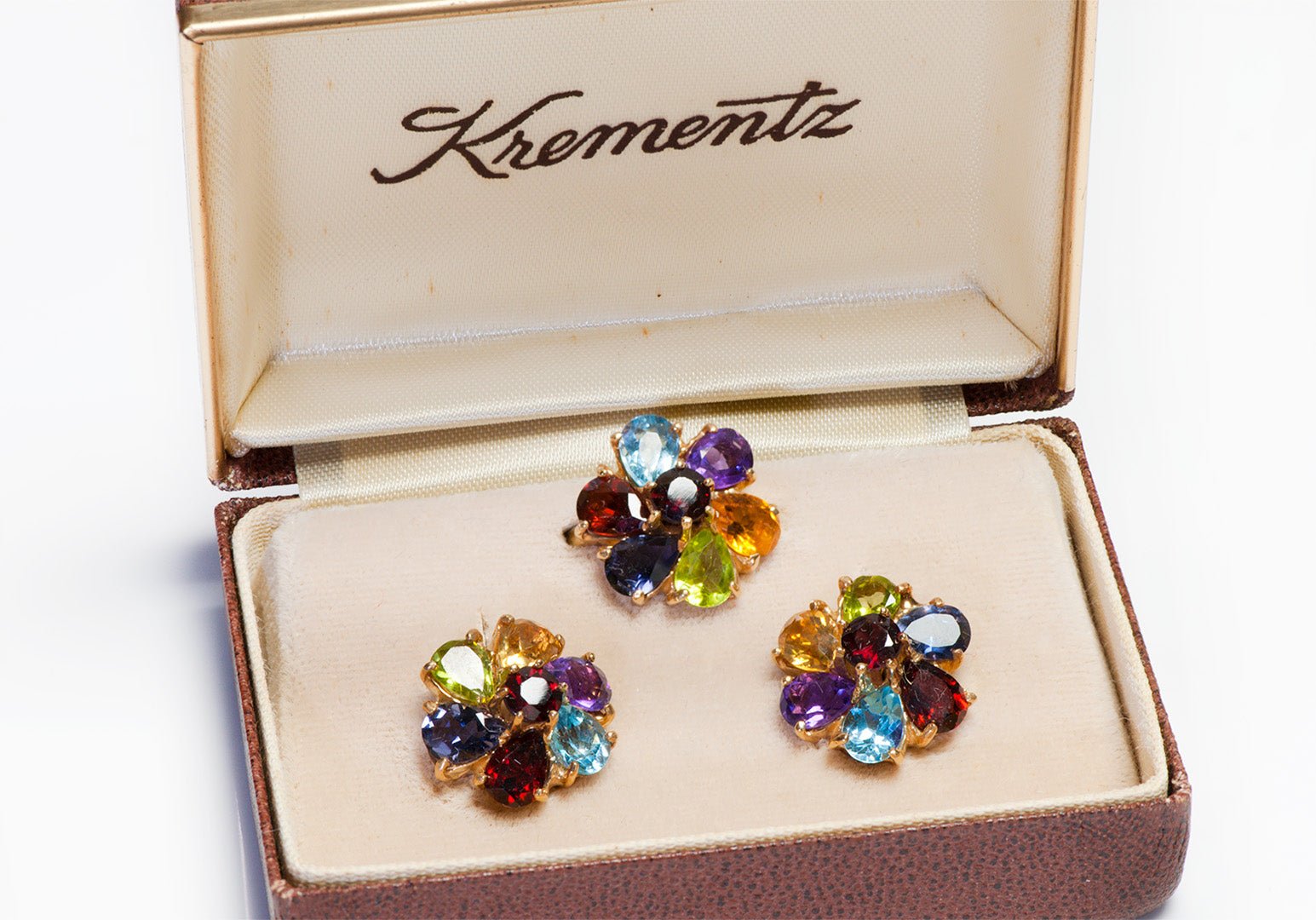 Krementz Gold Semiprecious Stones Earrings and Ring