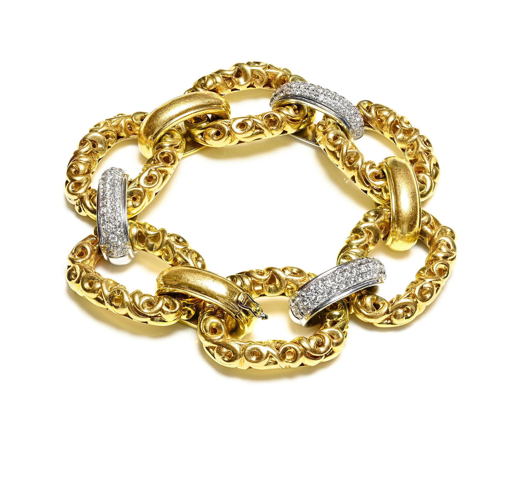 Charles Krypell 18K Gold Diamond Link Bracelet 