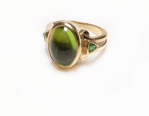 Kurt Wayne 18K Gold Peridot & Tsavorite Ring