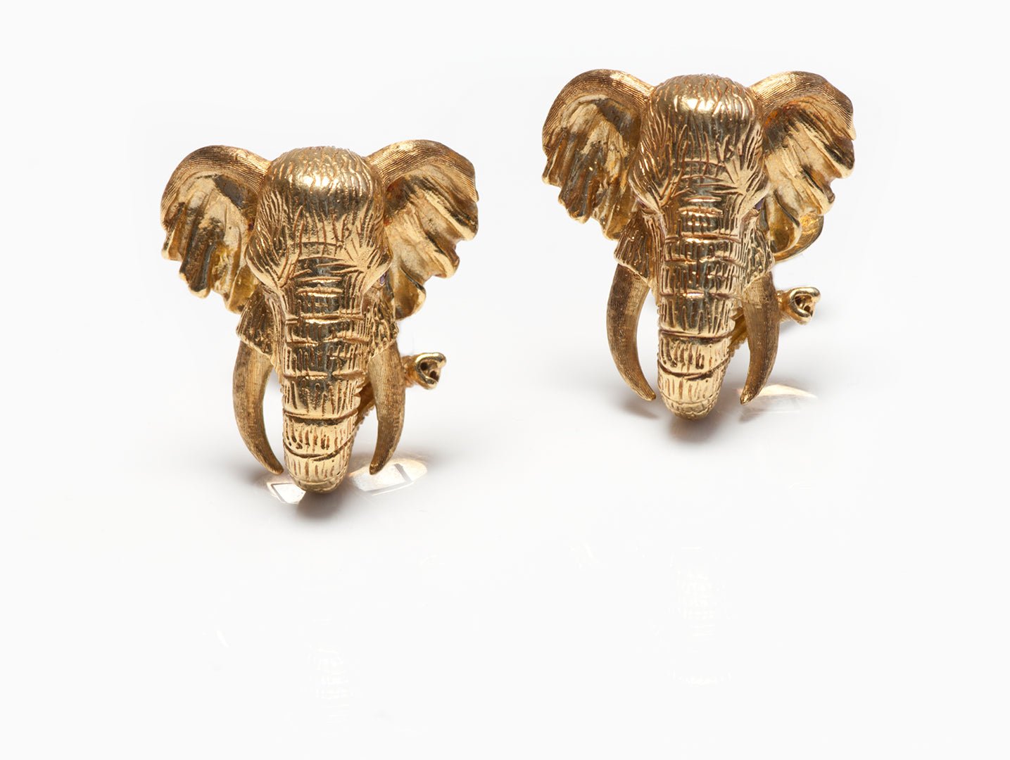 Kurt Wayne 18K Gold Ruby Elephant Cufflinks