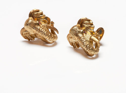 Kurt Wayne 18K Gold Ruby Elephant Cufflinks