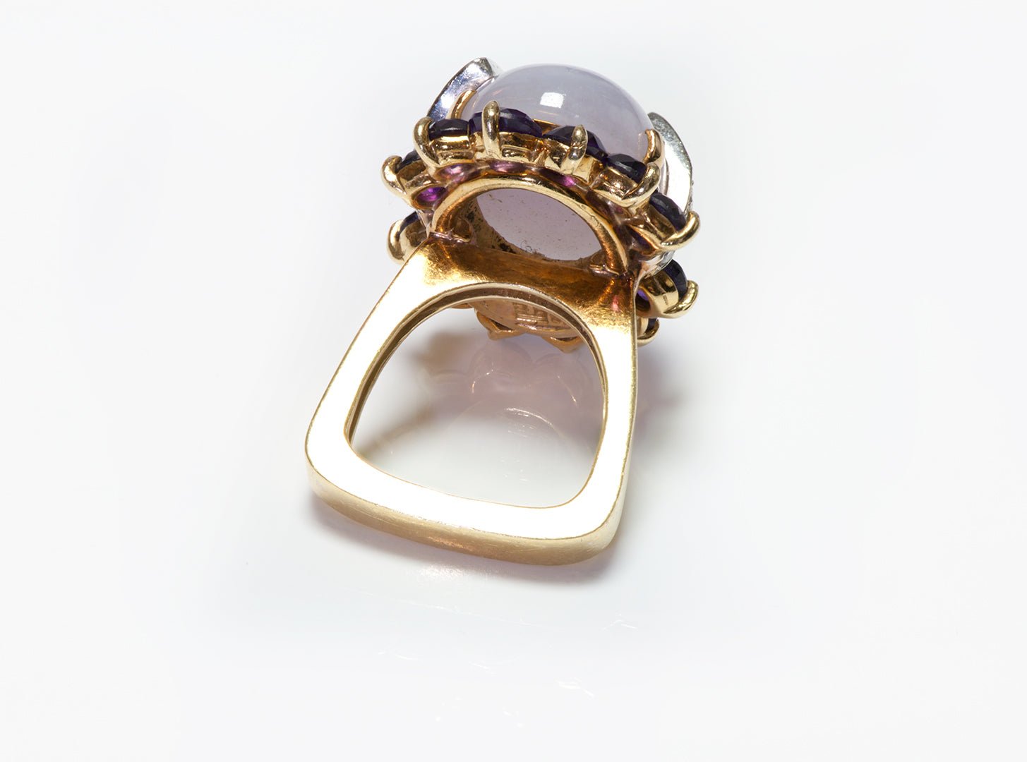 La Triomphe Purple Jade Amethyst Diamond 18K Gold Ring