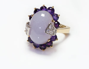 La Triomphe Purple Jade Amethyst Diamond 18K Gold Ring