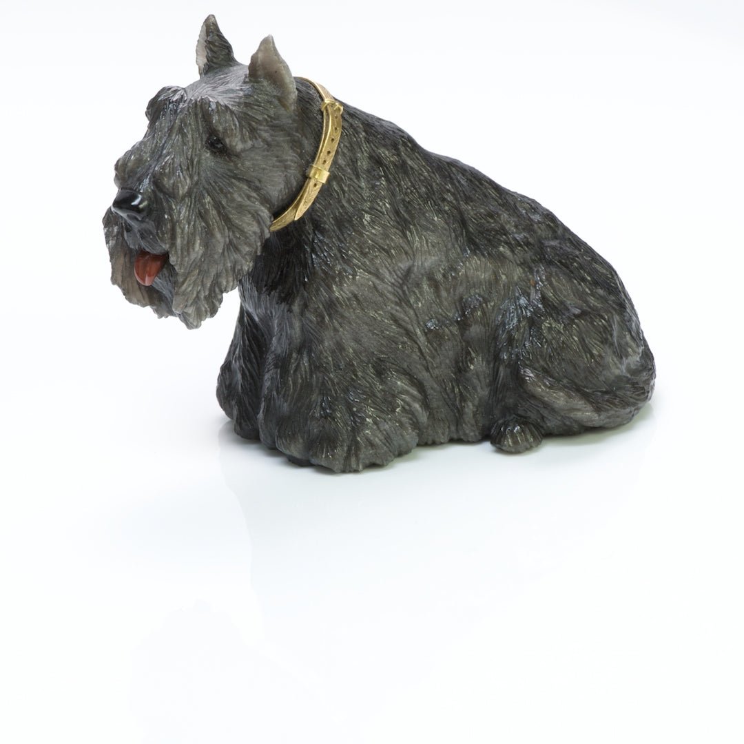 Labradorite Dog Carving Gold Collar