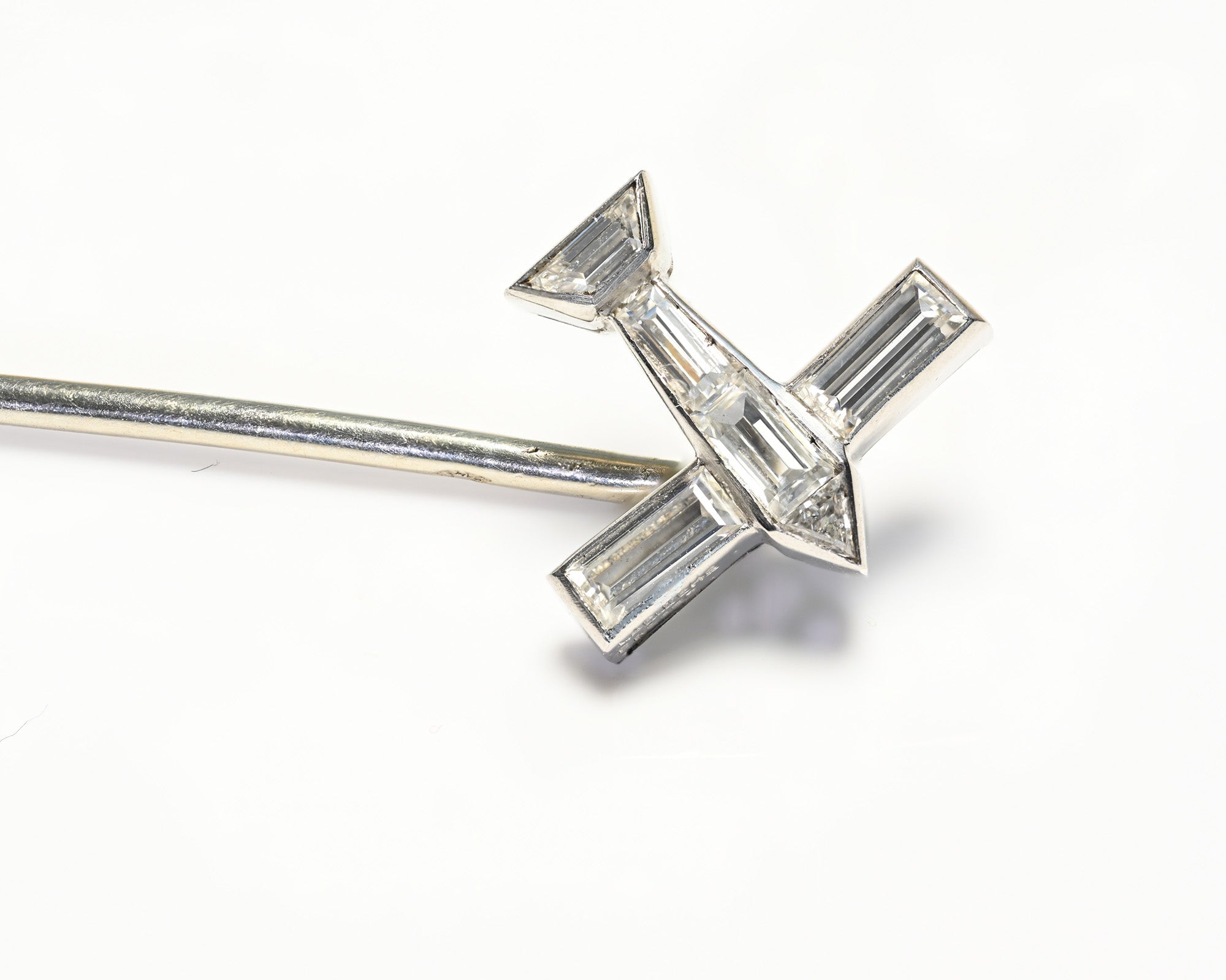 Lacloche Frères Platinum Fancy Diamond Airplane Stick Pin