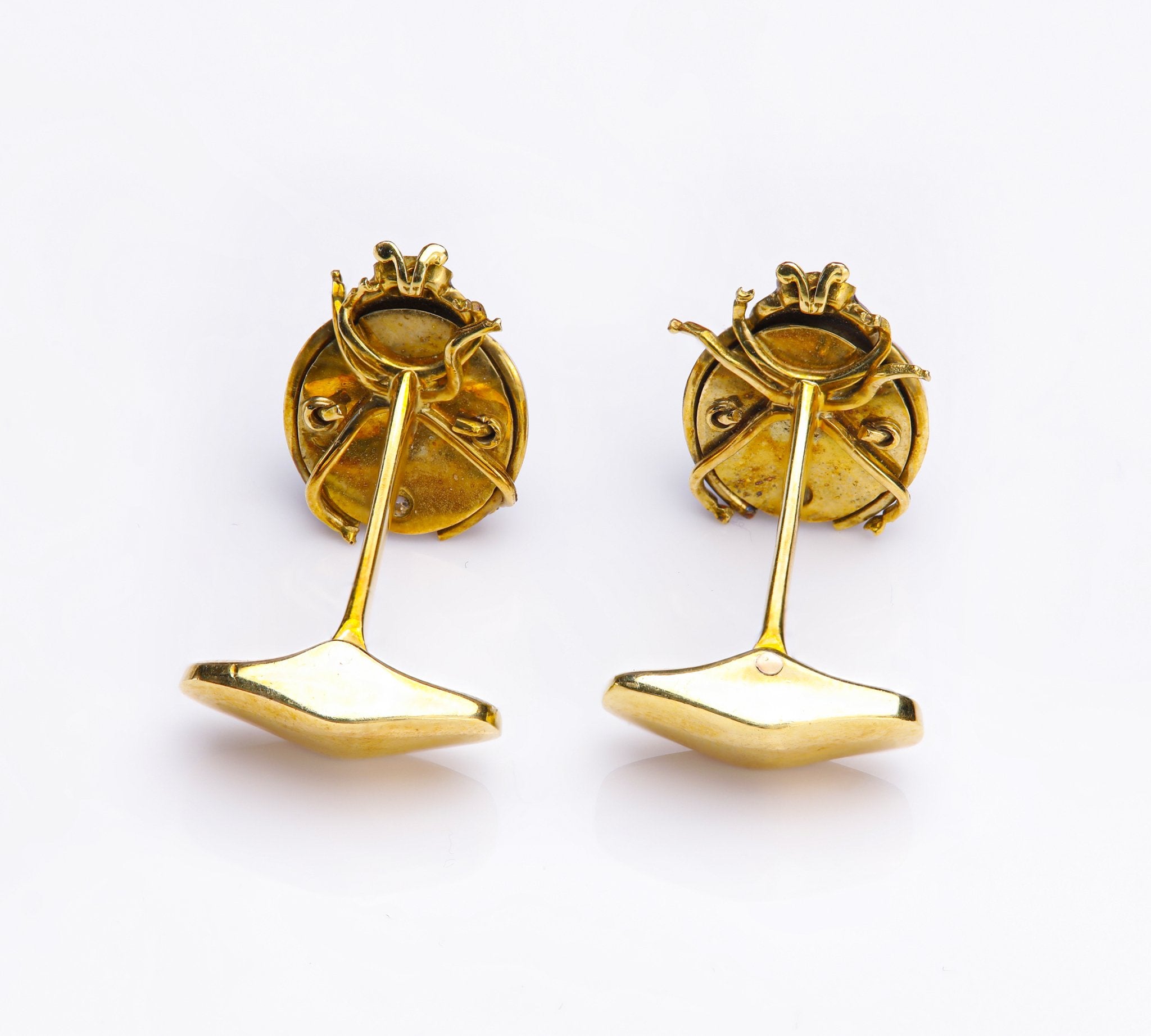 Ladybug Enamel Diamond 18K Gold Cufflinks