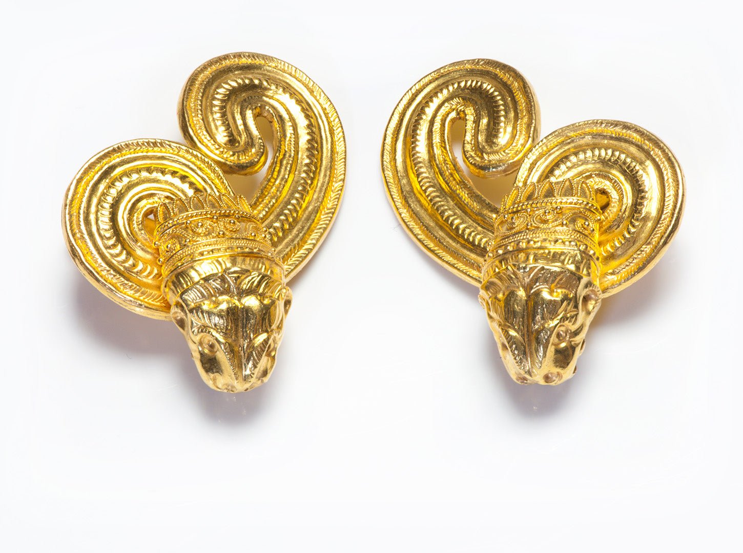 Lalaounis 22K Yellow Gold Chimera Lion Dragon Earrings